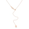 Heart Lariat Necklace Solid 14K Rose Gold 22"