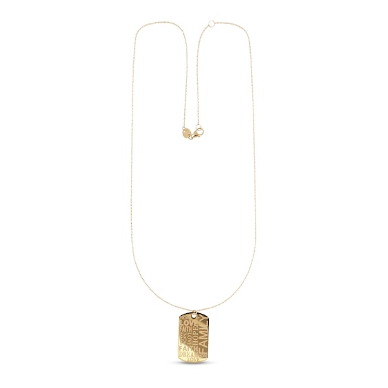 "Family" Dog Tag Necklace 10K Yellow Gold 18"