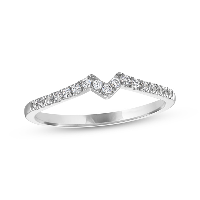 Main Image 1 of Now + Forever Diamond Notched Wedding Band 1/6 ct tw 14K White Gold