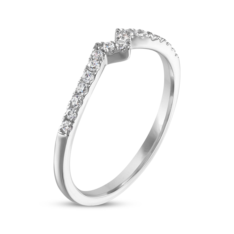 Main Image 2 of Now + Forever Diamond Notched Wedding Band 1/6 ct tw 14K White Gold