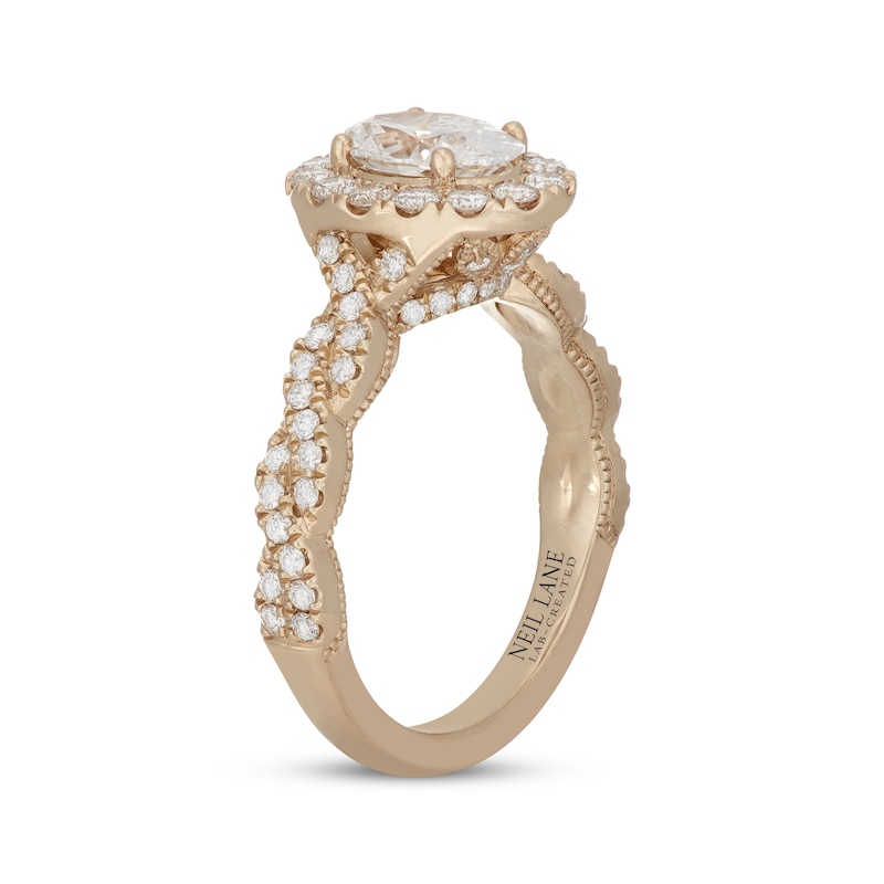 Main Image 2 of Neil Lane Artistry Oval-Cut Lab-Grown Diamond Halo Engagement Ring 1-3/4 ct tw 14K Yellow Gold
