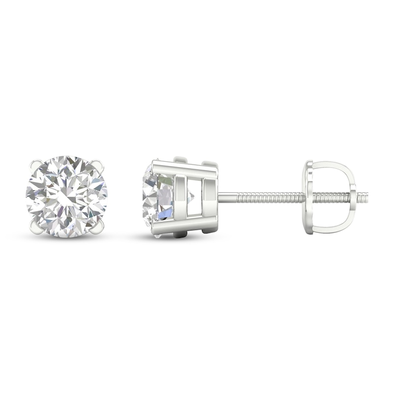 Main Image 3 of KAY Lab-Grown Diamonds Solitaire Earrings 2-1/2 ct tw Round-cut 14K White Gold (F/SI2)