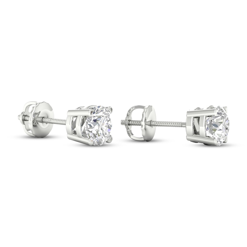 Main Image 4 of KAY Lab-Grown Diamonds Solitaire Earrings 2-1/2 ct tw Round-cut 14K White Gold (F/SI2)