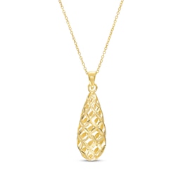 Italian Brilliance Diamond-Cut Teardrop Necklace 14K Yellow Gold 18&quot;