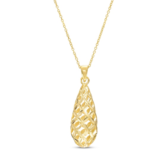 Kay Italian Brilliance Diamond-Cut Teardrop Necklace 14K Yellow Gold 18"