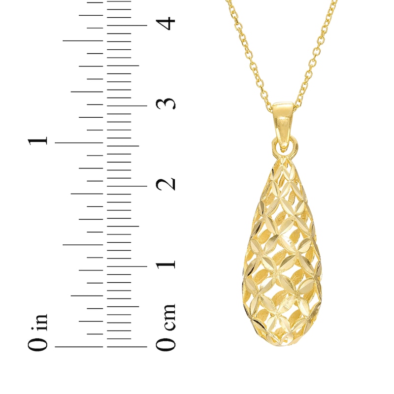 Italian Brilliance Diamond-Cut Teardrop Necklace 14K Yellow Gold 18"