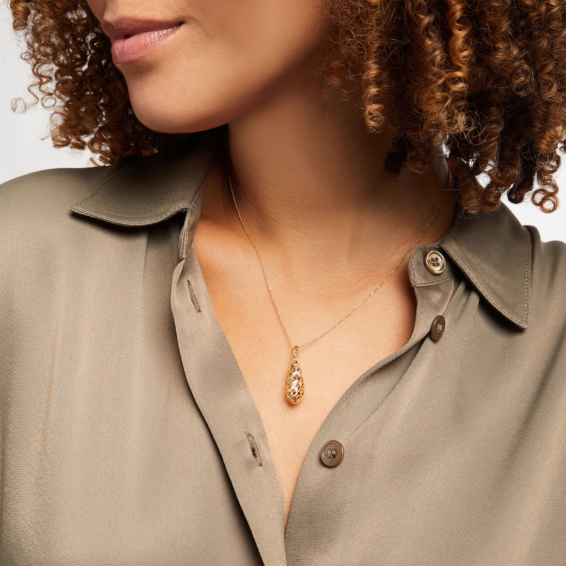 Main Image 3 of Italian Brilliance Diamond-Cut Teardrop Necklace 14K Yellow Gold 18&quot;
