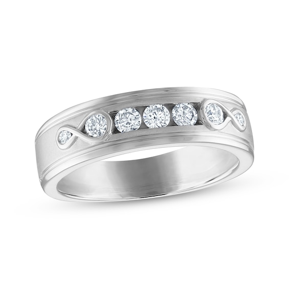 Every Moment Men's Diamond Wedding Band 1/ ct tw 14K White Gold
