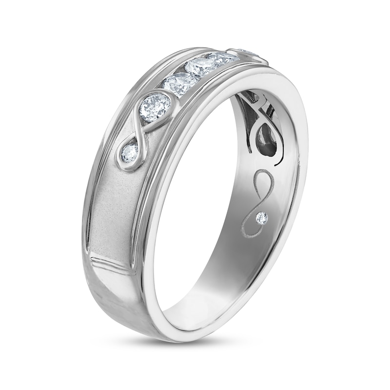 Main Image 2 of Every Moment Men's Diamond Wedding Band 1/2 ct tw 14K White Gold
