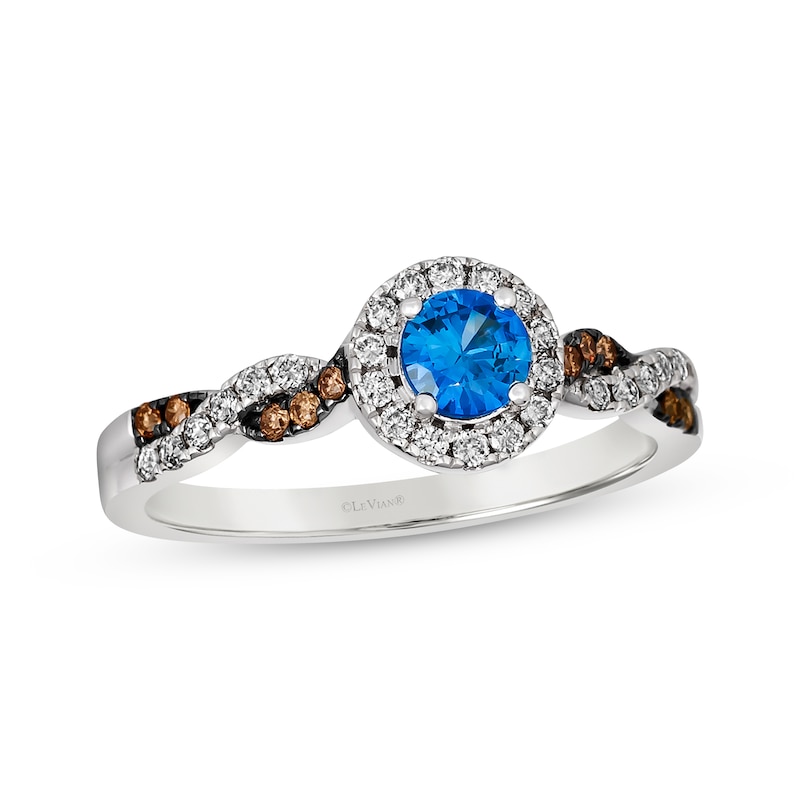 Main Image 1 of Le Vian Chocolate Twist Sapphire Ring 1/4 ct tw Diamonds 14K Vanilla Gold