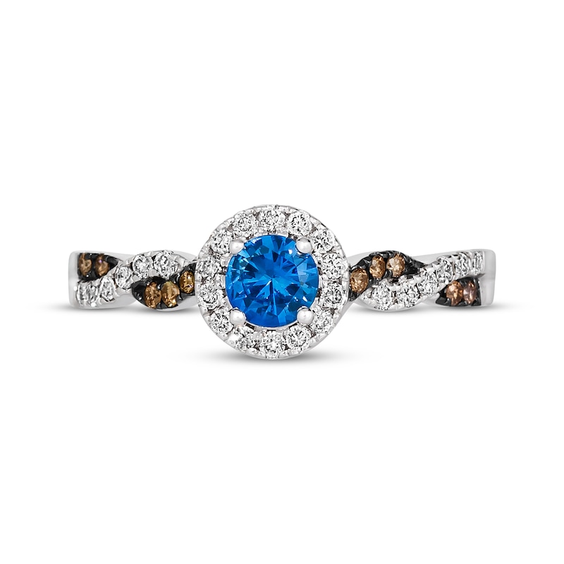 Main Image 4 of Le Vian Chocolate Twist Sapphire Ring 1/4 ct tw Diamonds 14K Vanilla Gold