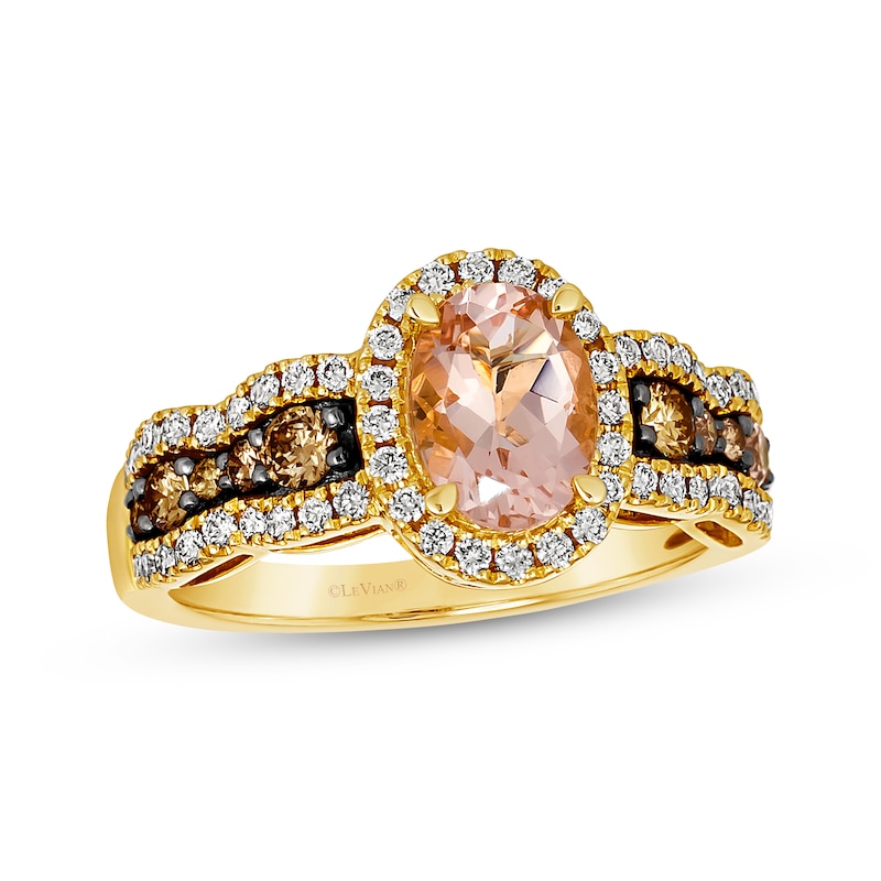Main Image 1 of Le Vian Chocolate Waterfall Morganite Ring 3/4 ct tw Diamonds 14K Honey Gold