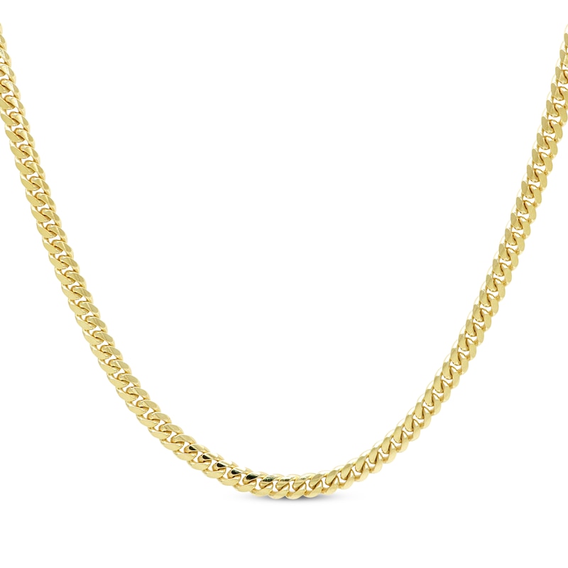 Main Image 1 of Cuban Curb Chain Necklace 3.3mm Solid 10K Yellow Gold 18”