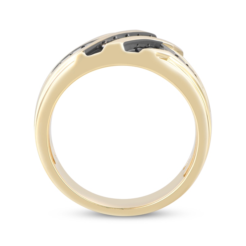 Main Image 3 of Now + Forever Men’s Black & Brown Diamond Wedding Band 1/3 ct tw 10K Yellow Gold