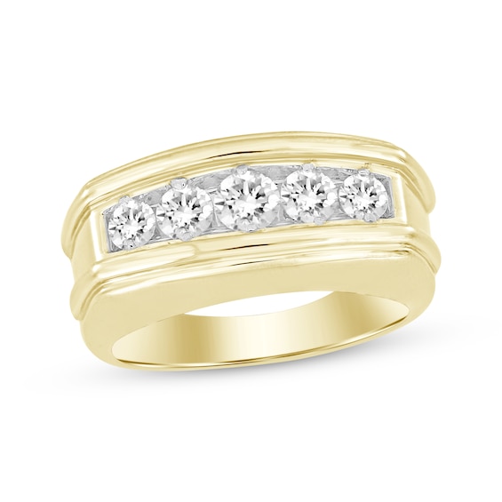 Men’s Round-Cut Diamond Wedding Band 1-1/ ct tw 10K Gold