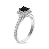 Thumbnail Image 1 of Princess-Cut Black Diamond & Round-Cut White Diamond Engagement Ring 1-1/5 ct tw 14K White Gold
