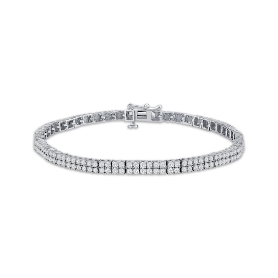 Lab-Created Diamonds by KAY Two-Row Tennis Bracelet 3 ct tw 14K White Gold 7.25"