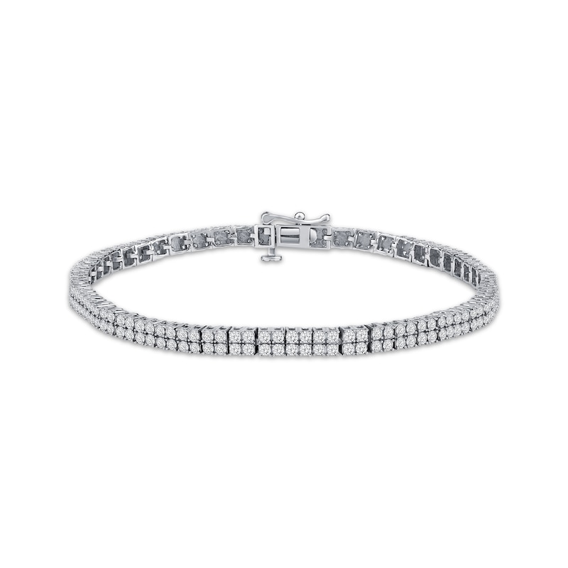 Lab-Created Diamonds by KAY Two-Row Tennis Bracelet 3 ct tw 14K White Gold 7.25"