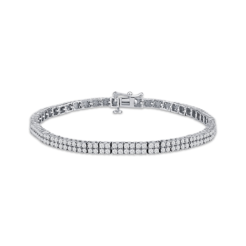 Main Image 1 of KAY Lab-Grown Diamonds Two-Row Tennis Bracelet 3 ct tw 14K White Gold 7.25&quot;
