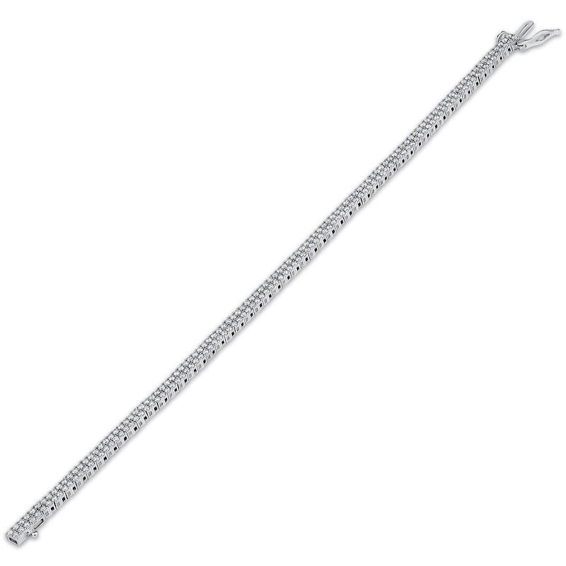 Main Image 2 of KAY Lab-Grown Diamonds Two-Row Tennis Bracelet 3 ct tw 14K White Gold 7.25&quot;