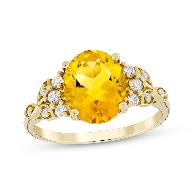 Main Image 1 of Oval-Cut Citrine & Diamond Ring 1/6 ct tw 10K Yellow Gold