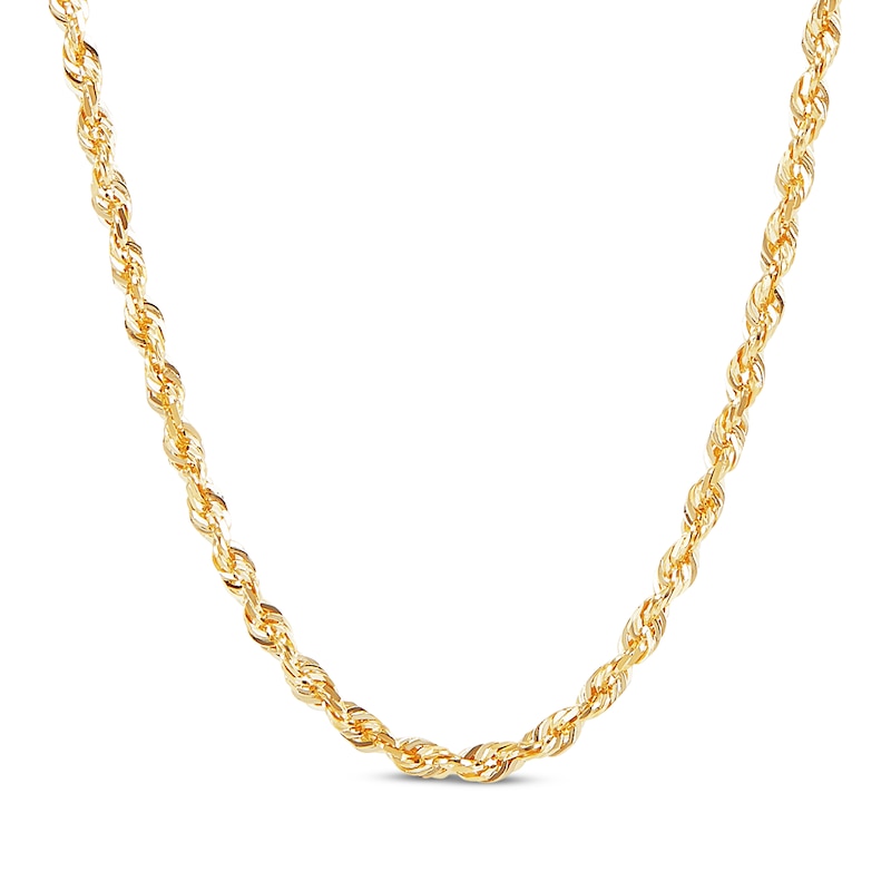 Main Image 1 of Glitter Rope Chain Necklace 1.6mm Solid 14K Yellow Gold 20&quot;