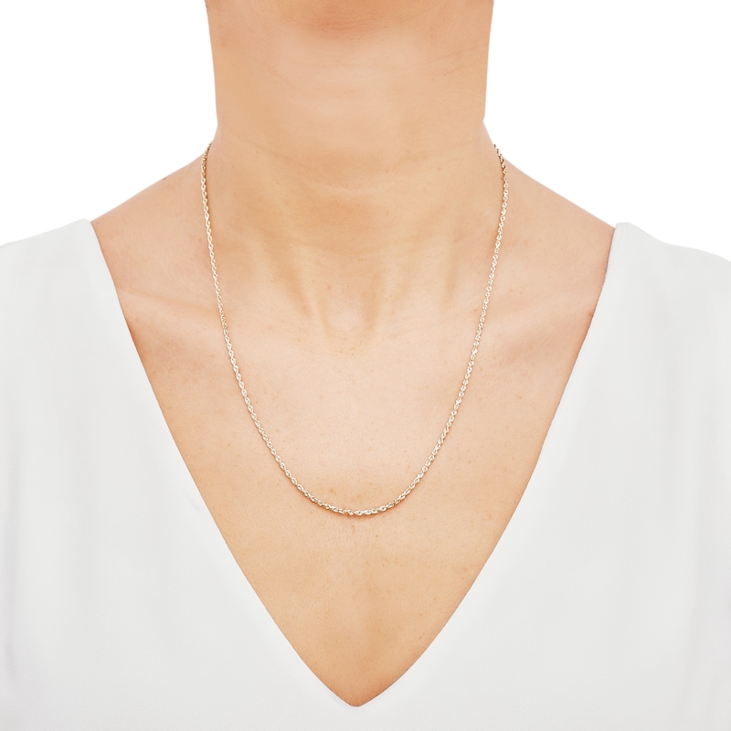 Main Image 4 of Glitter Rope Chain Necklace 1.6mm Solid 14K Yellow Gold 20&quot;