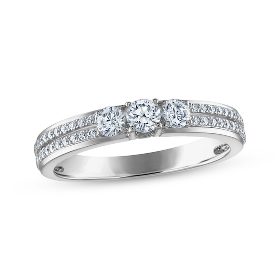 Diamond Three-Stone Anniversary Ring 1/2 ct tw 14K White Gold