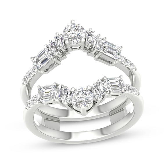 Lab-Grown Diamonds Baguette, Round & Emerald-Cut Chevron Enhancer Ring 1-1/2 ct tw 14K White Gold