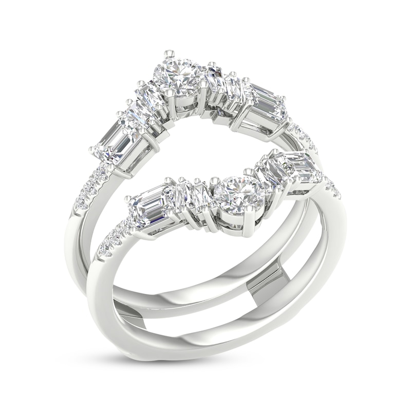 Main Image 2 of Lab-Grown Diamonds Baguette, Round & Emerald-Cut Chevron Enhancer Ring 1-1/2 ct tw 14K White Gold