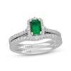 Thumbnail Image 1 of Neil Lane Emerald-Cut Natural Emerald & Diamond Halo Bridal Set 5/8 ct tw 14K White Gold