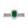 Thumbnail Image 3 of Neil Lane Emerald-Cut Natural Emerald & Diamond Halo Bridal Set 5/8 ct tw 14K White Gold