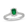 Thumbnail Image 4 of Neil Lane Emerald-Cut Natural Emerald & Diamond Halo Engagement Ring 3/8 ct tw 14K White Gold