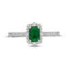 Thumbnail Image 6 of Neil Lane Emerald-Cut Natural Emerald & Diamond Halo Engagement Ring 3/8 ct tw 14K White Gold