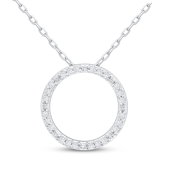 Diamond Eternity Circle Necklace 1/8 ct tw Sterling Silver 18"