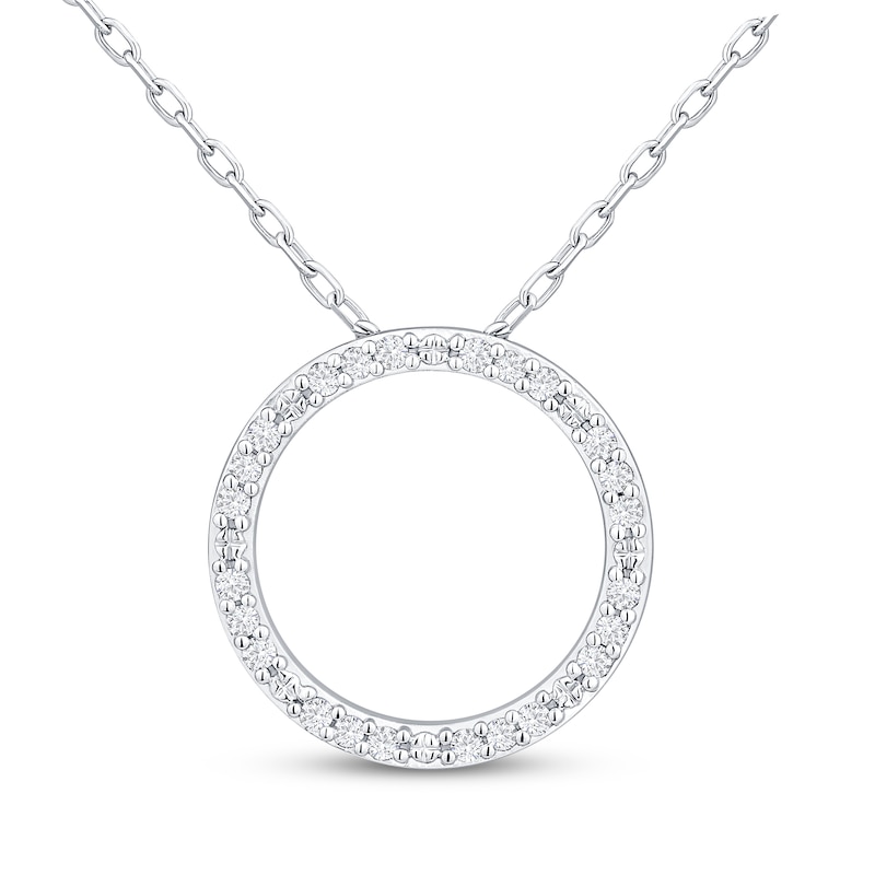 Main Image 1 of Diamond Eternity Circle Necklace 1/8 ct tw Sterling Silver 18&quot;