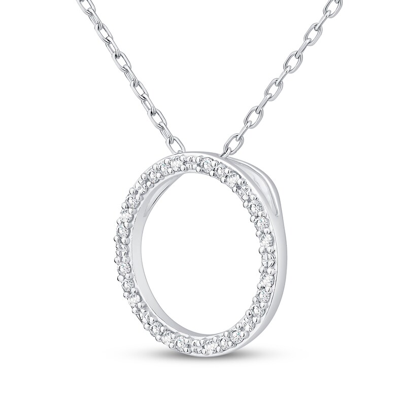 Main Image 2 of Diamond Eternity Circle Necklace 1/8 ct tw Sterling Silver 18&quot;