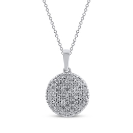 Diamond Disc Necklace 1/3 ct tw 10K White Gold 18"