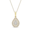 Thumbnail Image 1 of Diamond Teardrop Halo Necklace 1/2 ct tw 10K Yellow Gold 18&quot;