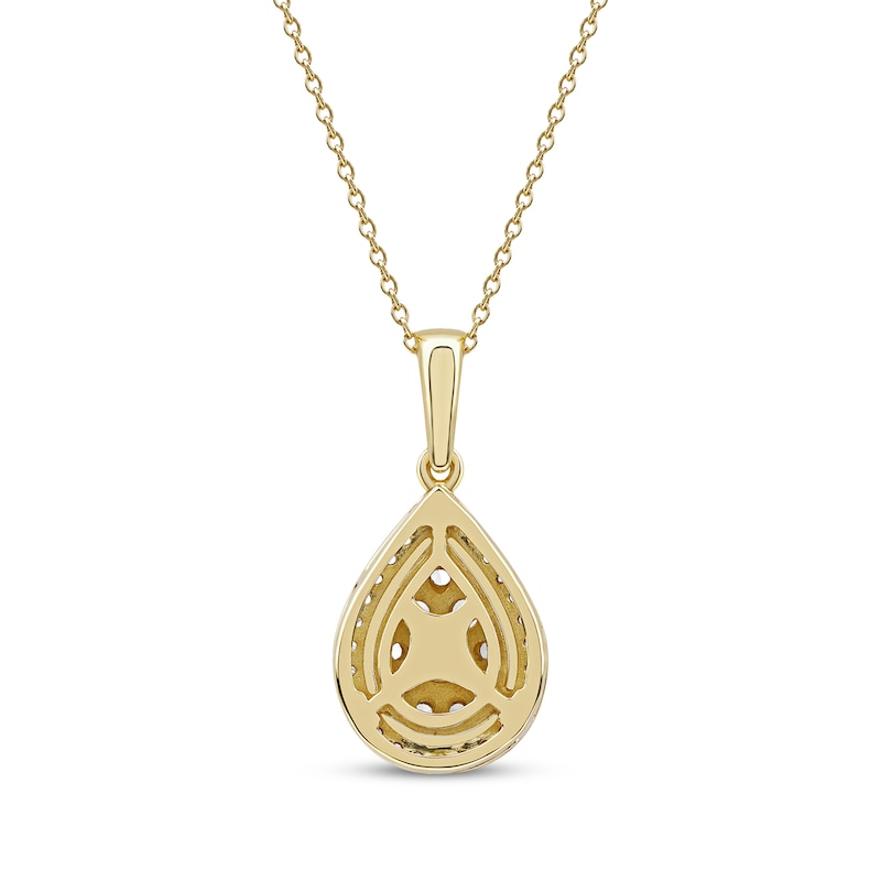 Main Image 3 of Diamond Teardrop Halo Necklace 1/2 ct tw 10K Yellow Gold 18&quot;
