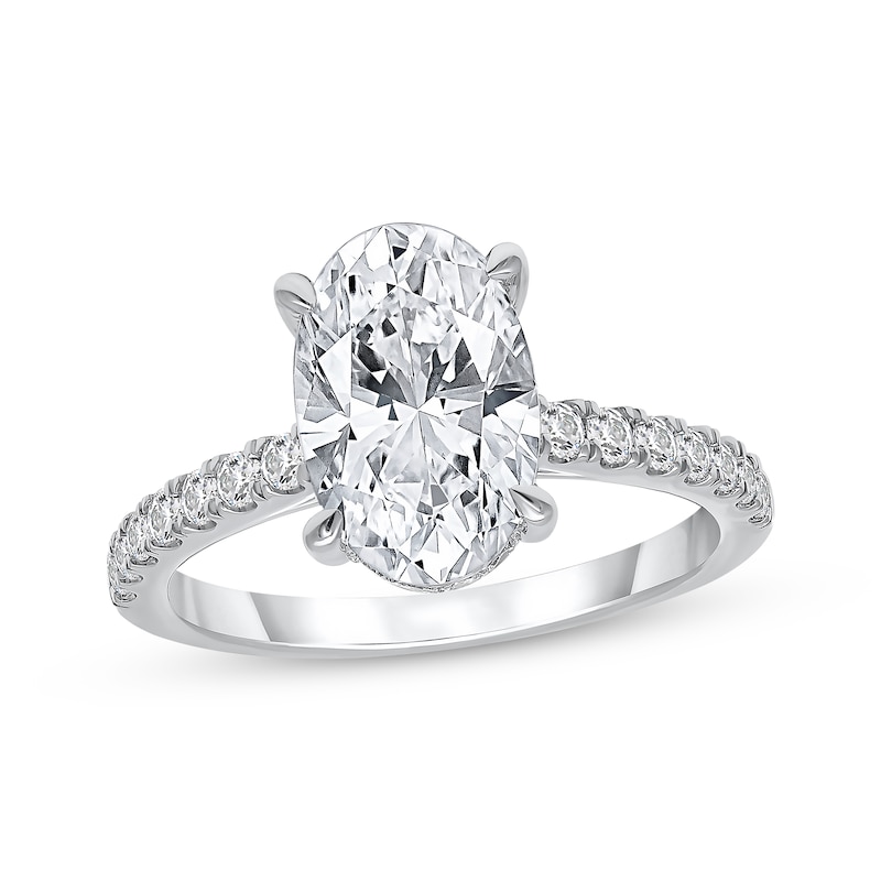 Main Image 1 of Lab-Grown Diamonds Oval-Cut Engagement Ring 3-1/2 ct tw 14K White Gold