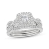 Thumbnail Image 1 of THE LEO Prisma Diamond Princess-Cut Double Halo Bridal Set 3/4 ct tw 14K White Gold