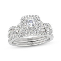 THE LEO Prisma Diamond Princess-Cut Double Halo Bridal Set 3/4 ct tw 14K White Gold
