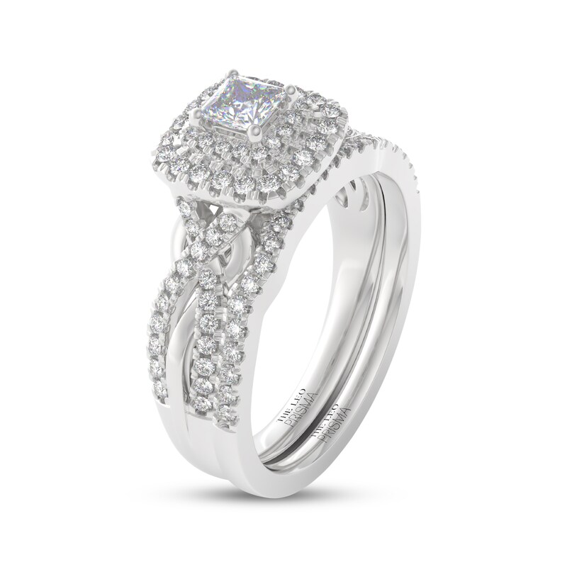 Main Image 2 of THE LEO Prisma Diamond Princess-Cut Double Halo Bridal Set 3/4 ct tw 14K White Gold