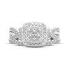 Thumbnail Image 3 of THE LEO Prisma Diamond Princess-Cut Double Halo Bridal Set 3/4 ct tw 14K White Gold