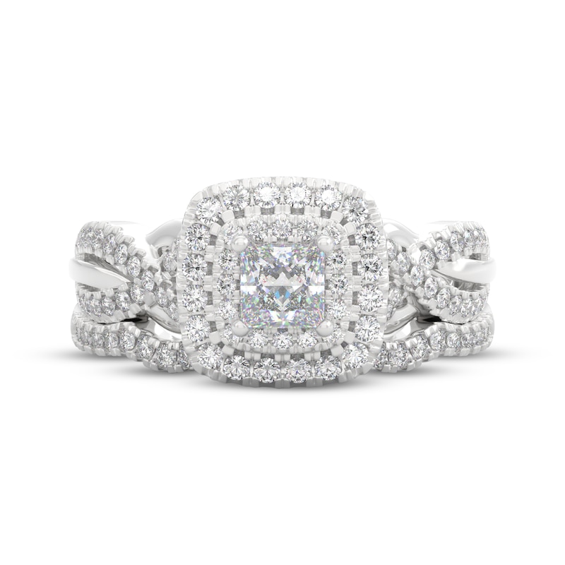Main Image 3 of THE LEO Prisma Diamond Princess-Cut Double Halo Bridal Set 3/4 ct tw 14K White Gold