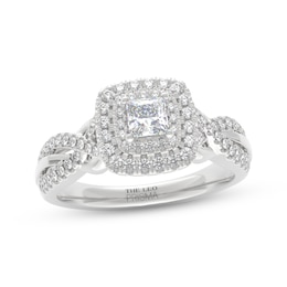 THE LEO Prisma Diamond Princess-Cut Double Halo Engagement Ring 5/8 ct tw 14K White Gold