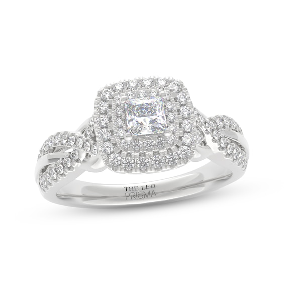 THE LEO Prisma Diamond Princess-Cut Double Halo Engagement Ring 5/8 ct tw 14K White Gold