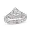 Thumbnail Image 1 of THE LEO Ideal Cut Diamond Pear-Shaped Double Halo Bridal Set 1 ct tw 14K White Gold