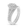 Thumbnail Image 2 of THE LEO Ideal Cut Diamond Pear-Shaped Double Halo Bridal Set 1 ct tw 14K White Gold